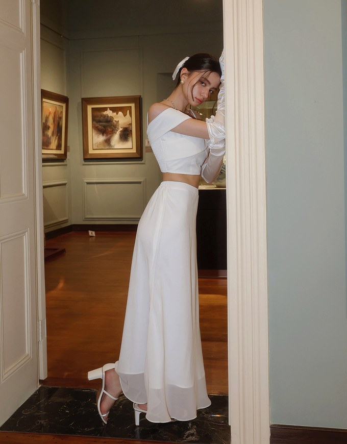 Layered Hem Flowy Chiffon Mermaid Maxi Skirt