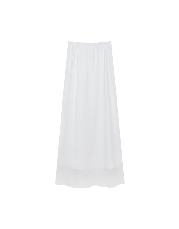 Layered Hem Flowy Chiffon Mermaid Maxi Skirt