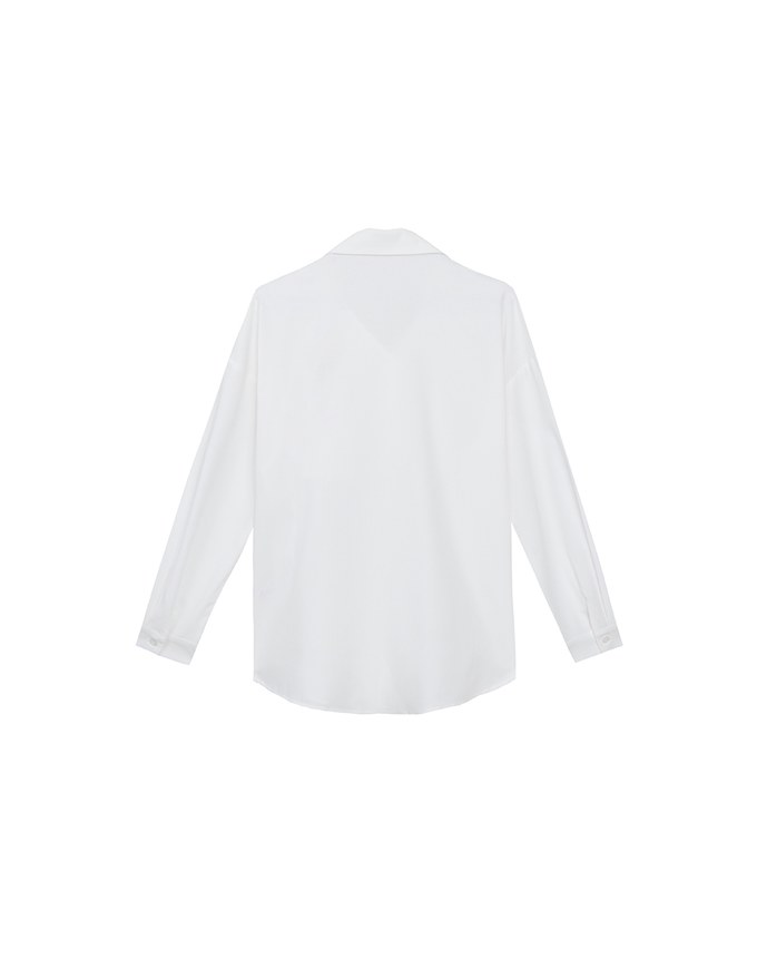 Minimalist Bow Accent Oversized Long Sleeve Blouse