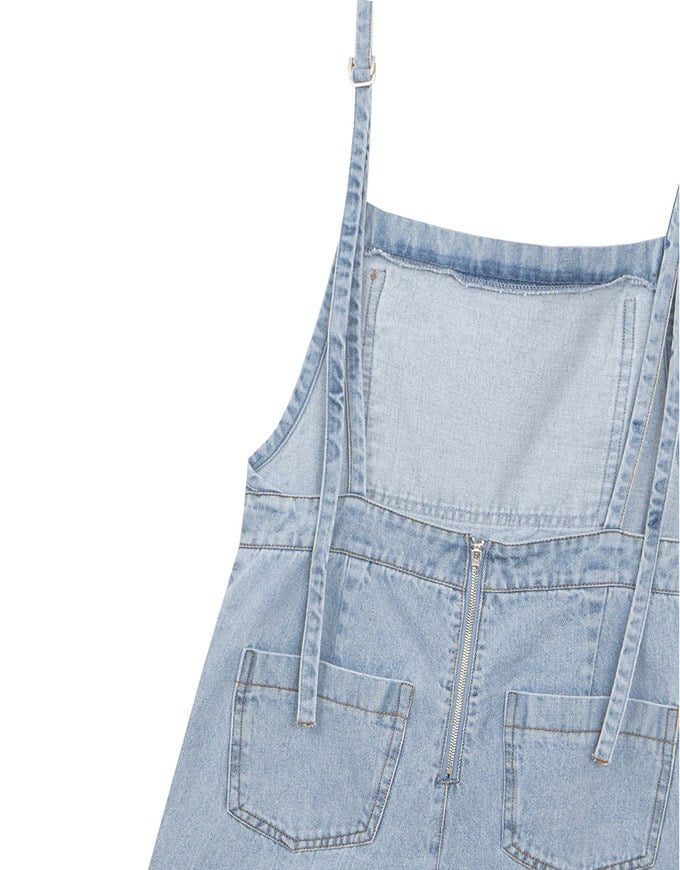 Casual Chic Wide Leg Jeans Denim Jumpsuit with Front Pocket