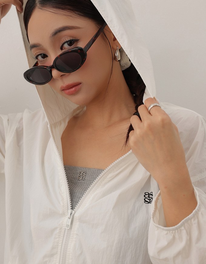 Skin Protection Sheer Zip Up Hoodie Jacket with AIR SPACE LOGO Embroidered