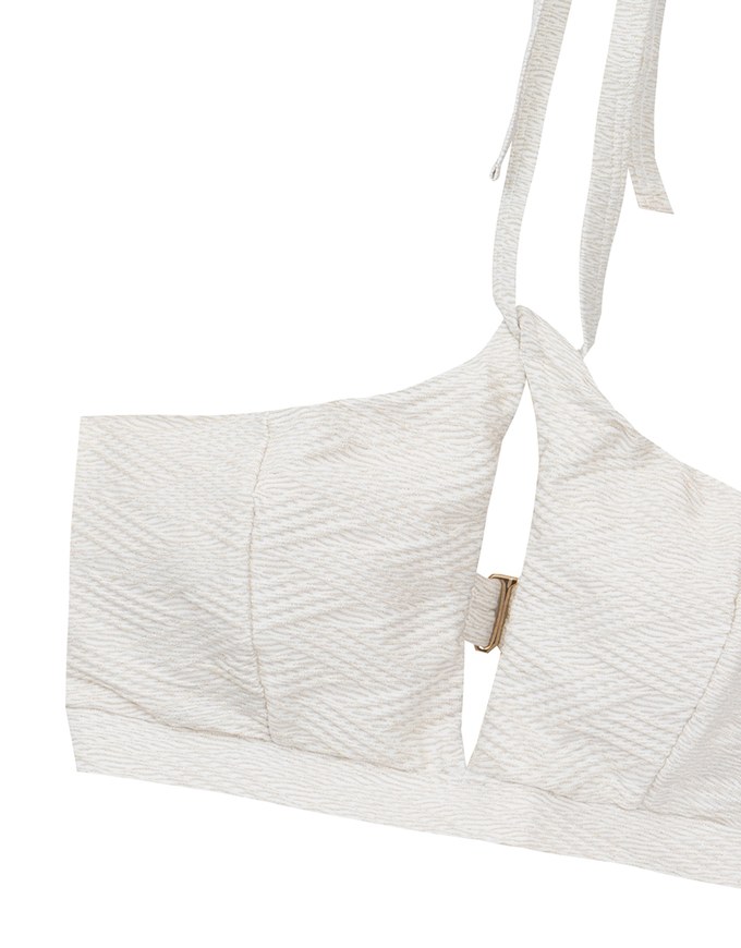 Argyle Textured Halter Neck Cut Out Bikini Top