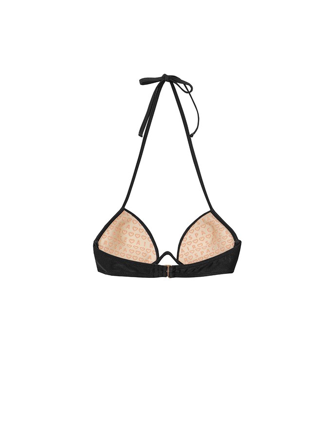 【PUSH UP】2 Way 3D Shaping W Underwire Glossy Push Up Halter Bikini Top