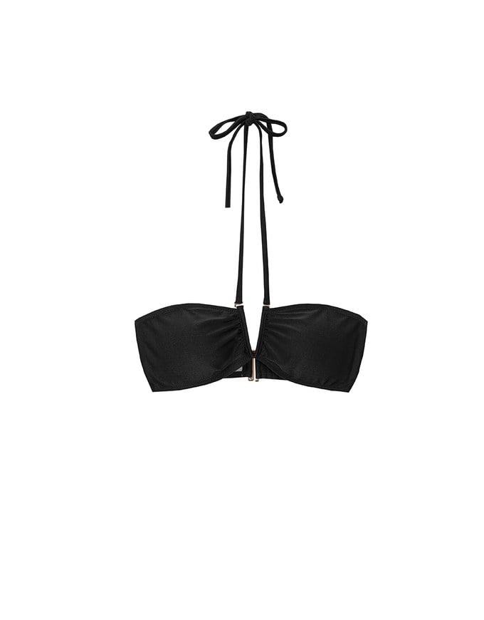 【PUSH UP】Multiway Glossy Crisscross Deep V Bandeau Bikini Top