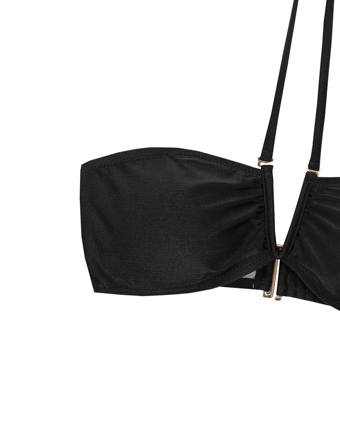 【PUSH UP】Multiway Glossy Crisscross Deep V Bandeau Bikini Top