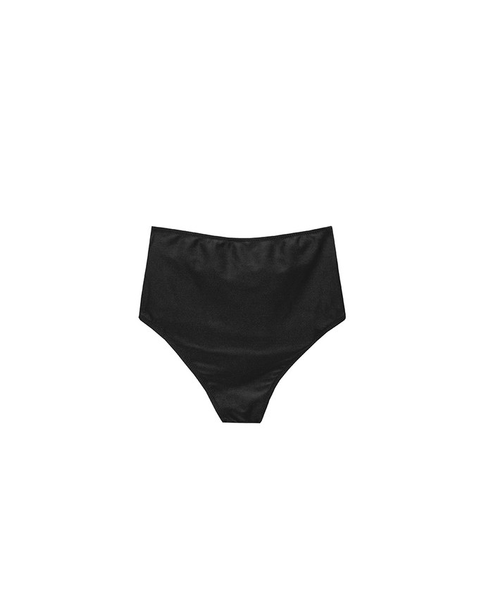 Twist Front High Waist Glossy Bikini Bottom