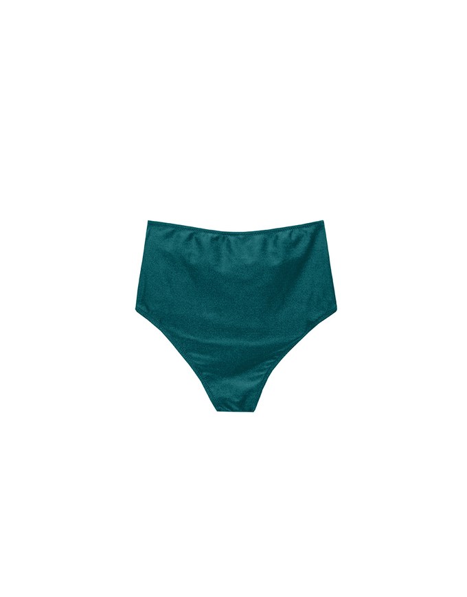 Twist Front High Waist Glossy Bikini Bottom