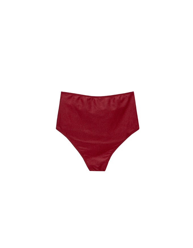 Twist Front High Waist Glossy Bikini Bottom