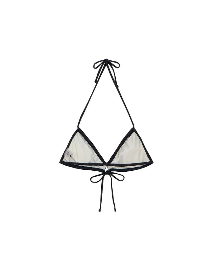 【PUSH UP】Textured Wave Push Up Halter Bikini Top with Front Tie (Push Up)