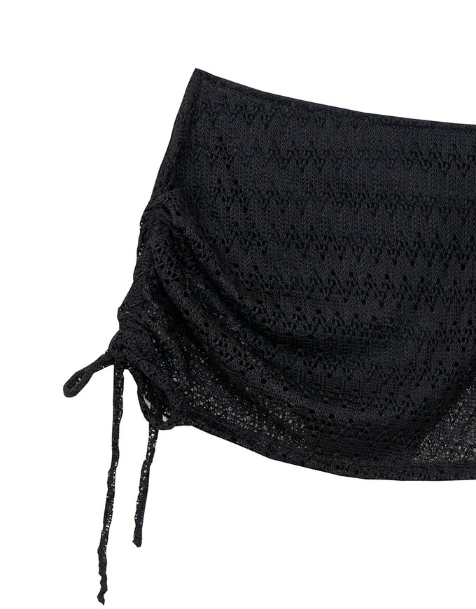 Lace Crochet Sheer Adjustable Drawstring Ruched Bikini Cover Up Skirt