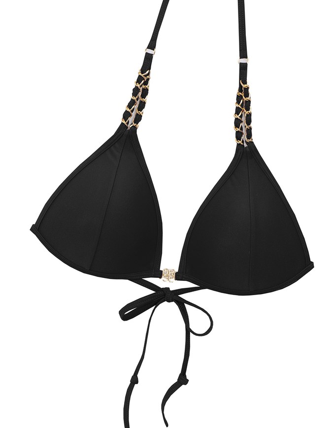 【DOUBLE PUSH】Luxury Gold Chain Shoulder Straps Bikini Top