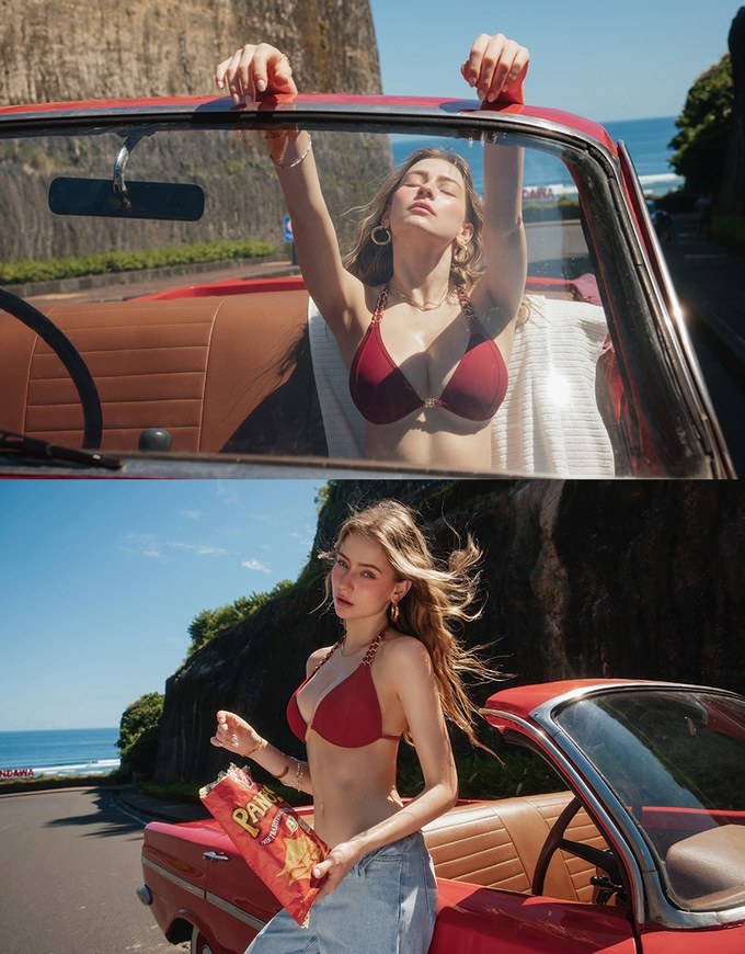 【DOUBLE PUSH】Luxury Gold Chain Shoulder Straps Bikini Top