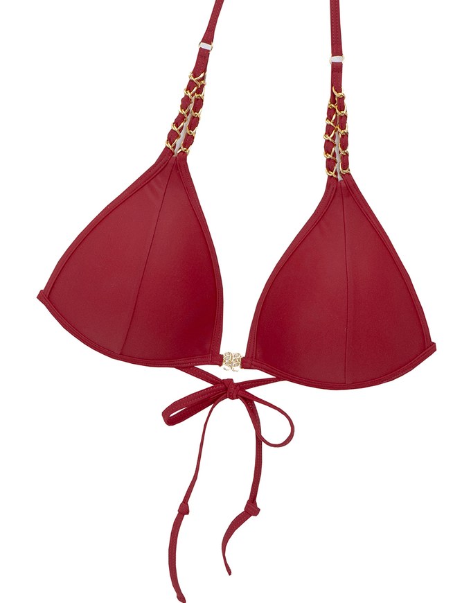 【DOUBLE PUSH】Luxury Gold Chain Shoulder Straps Bikini Top