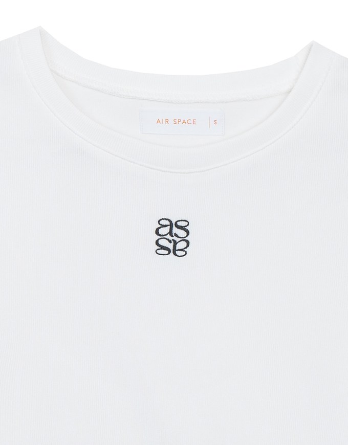 AIR SPACE LOGO Embroidered Cropped Ribbed Top with Side Ruched Detail