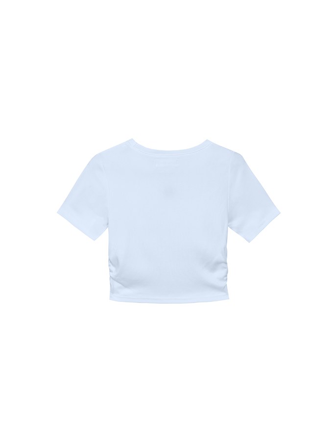 AIR SPACE LOGO Embroidered Cropped Ribbed Top with Side Ruched Detail