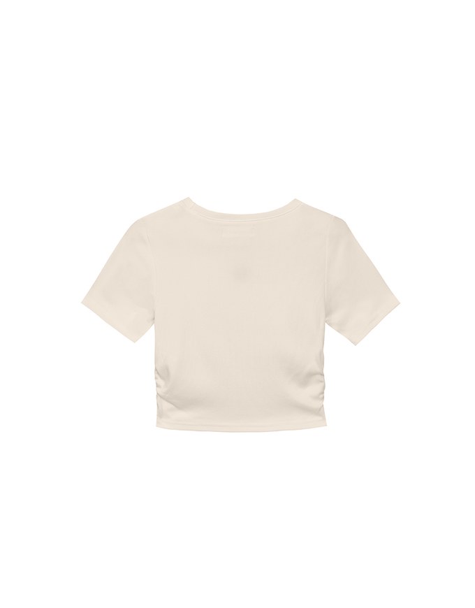AIR SPACE LOGO Embroidered Cropped Ribbed Top with Side Ruched Detail