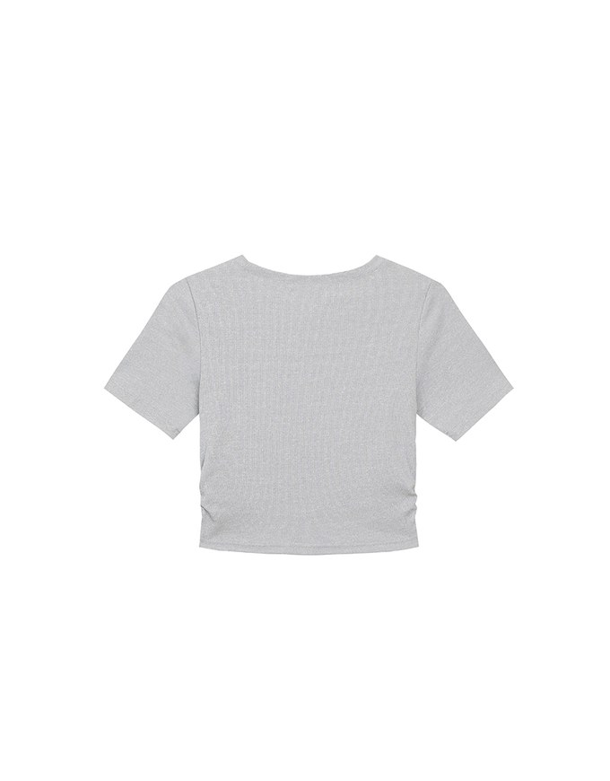 AIR SPACE LOGO Embroidered Cropped Ribbed Top with Side Ruched Detail