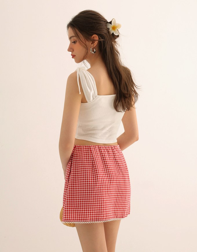 Ruched Sweetheart Neckline Double Strap Bow Tie Padded Tank Top