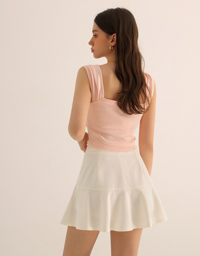 Ruched Sweetheart Neckline Double Strap Bow Tie Padded Tank Top