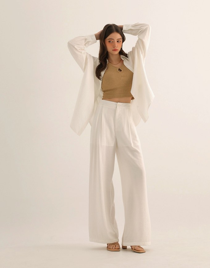 Cooling Fabric Lightweight Oversized Blouse with Pocket Detail