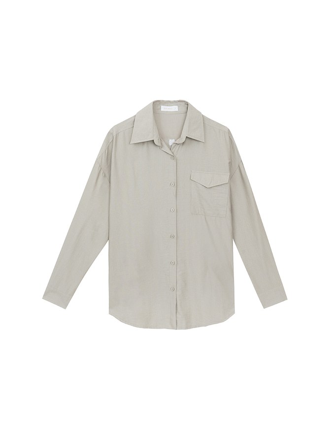 Cooling Fabric Lightweight Oversized Blouse with Pocket Detail