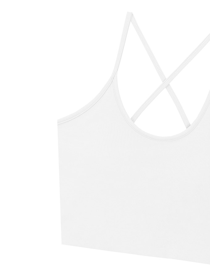 U Neck Sculpting Spaghetti Strap Cami Padded Top with Cross Strap Back Detail