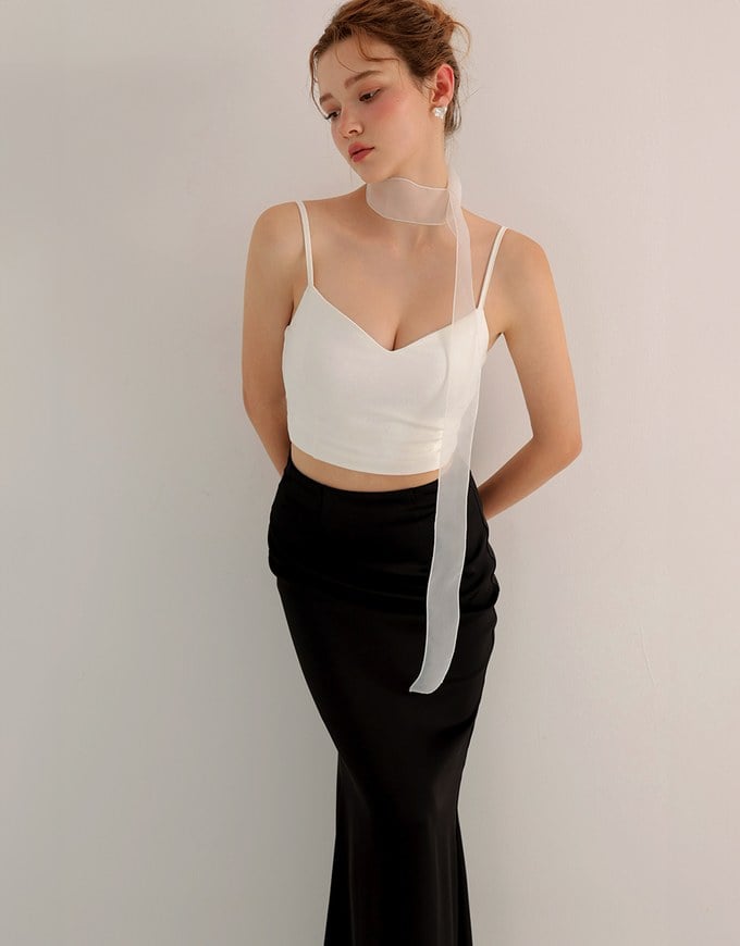 V Neck Sculpting Spaghetti Strap Cami Padded Top with Clean Back Design