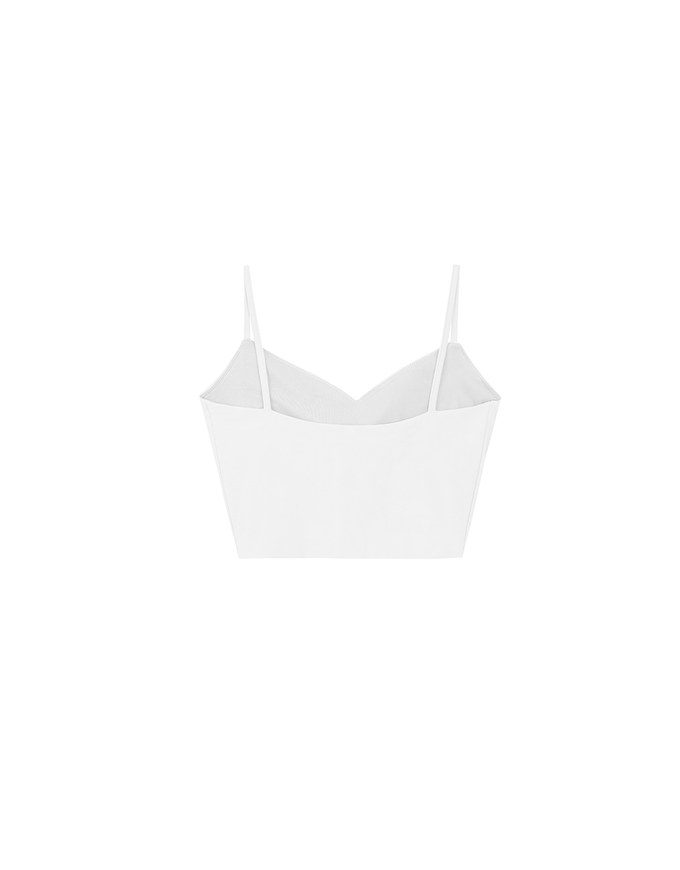 V Neck Sculpting Spaghetti Strap Cami Padded Top with Clean Back Design
