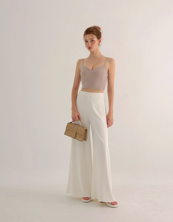 V Neck Sculpting Spaghetti Strap Cami Padded Top with Clean Back Design