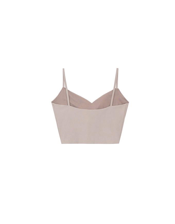 V Neck Sculpting Spaghetti Strap Cami Padded Top with Clean Back Design