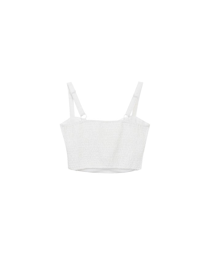 Ruched Sweetheart Boho Embroidered Padded Cami Top