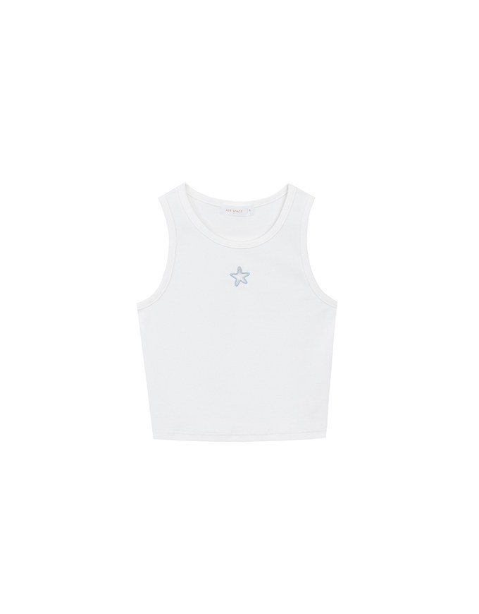 Star Shape Cut Out Ribbed Cropped Tank Top