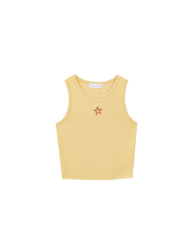 Star Shape Cut Out Ribbed Cropped Tank Top