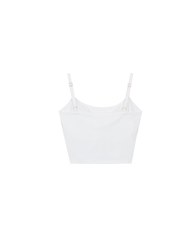 Cooling Fabric Cropped Cami Bra Top with Gold Chain Detail