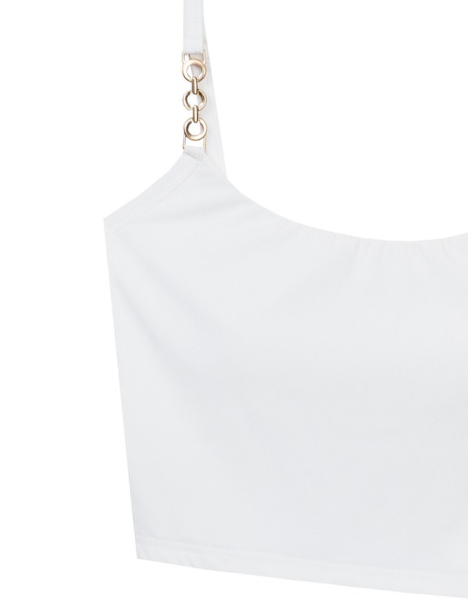 Cooling Fabric Cropped Cami Bra Top with Gold Chain Detail
