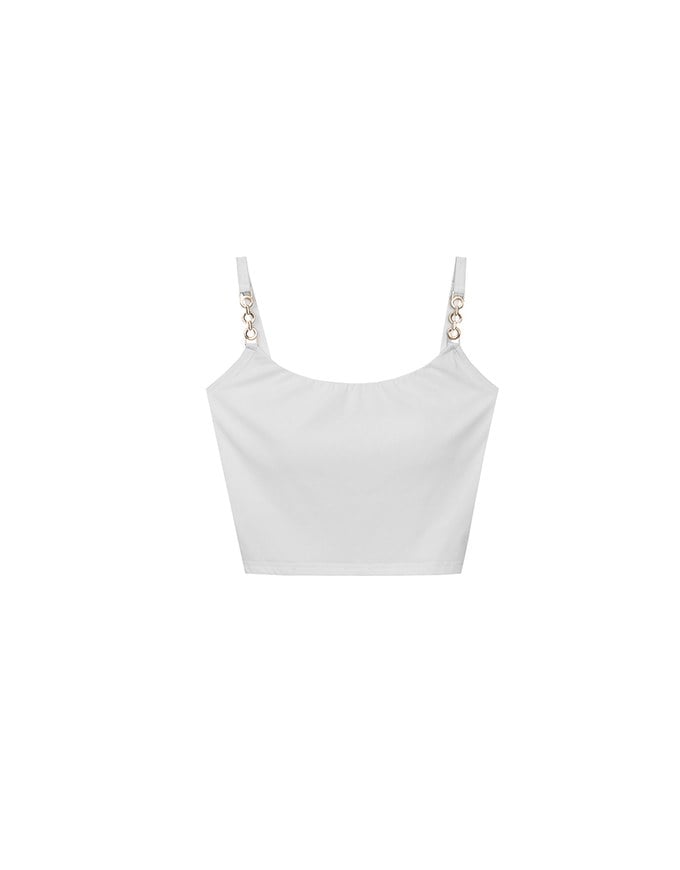 Cooling Fabric Cropped Cami Bra Top with Gold Chain Detail