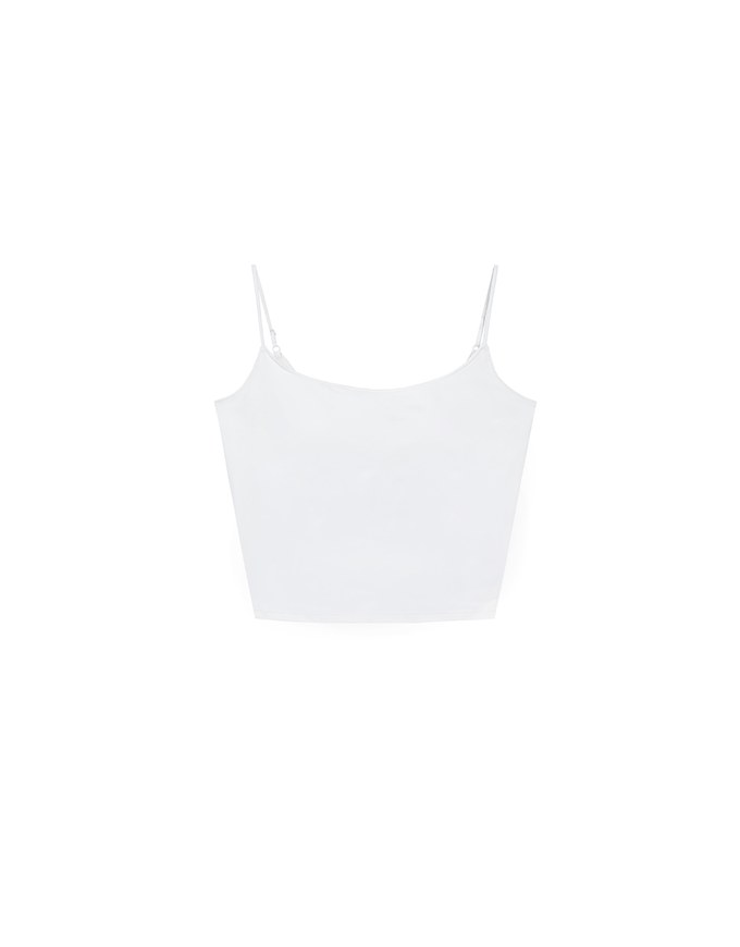 Basic Cooling Fabric Fitted Spaghetti Strap Camisole Bra Top