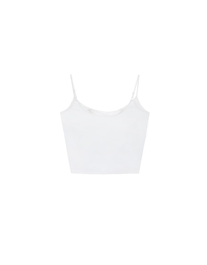 Basic Cooling Fabric Fitted Spaghetti Strap Camisole Bra Top