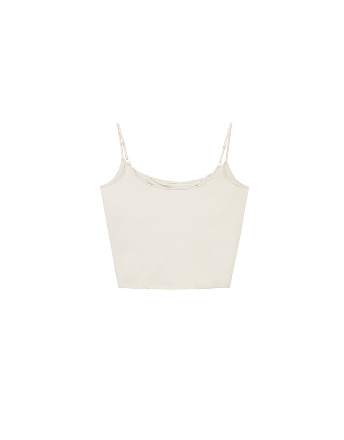 Basic Cooling Fabric Fitted Spaghetti Strap Camisole Bra Top