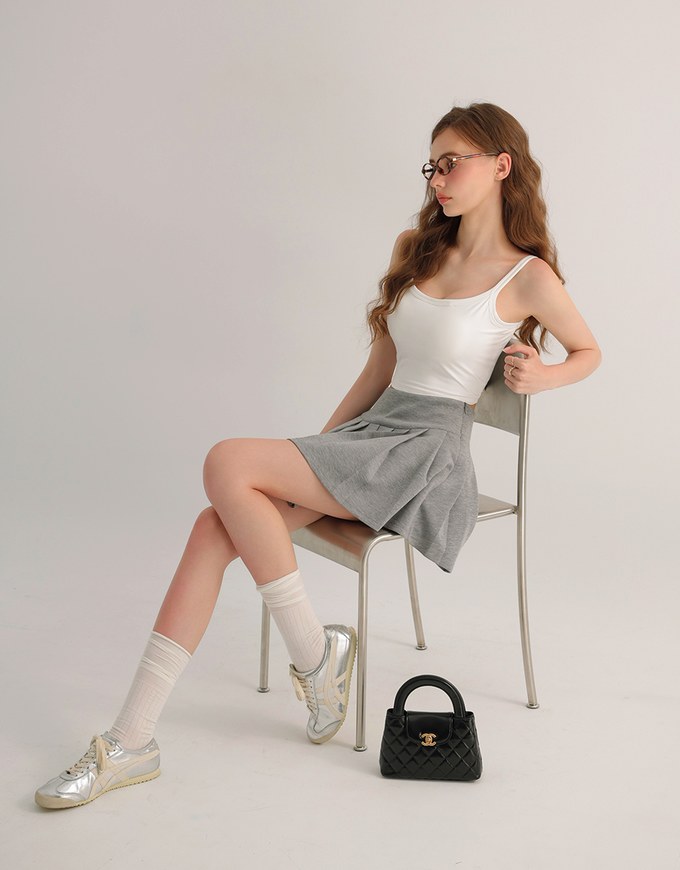 Basic Cooling Fabric Fitted Wide Strap Camisole Bra Top