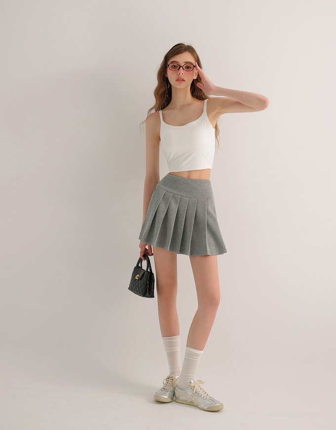 Basic Cooling Fabric Fitted Wide Strap Camisole Bra Top