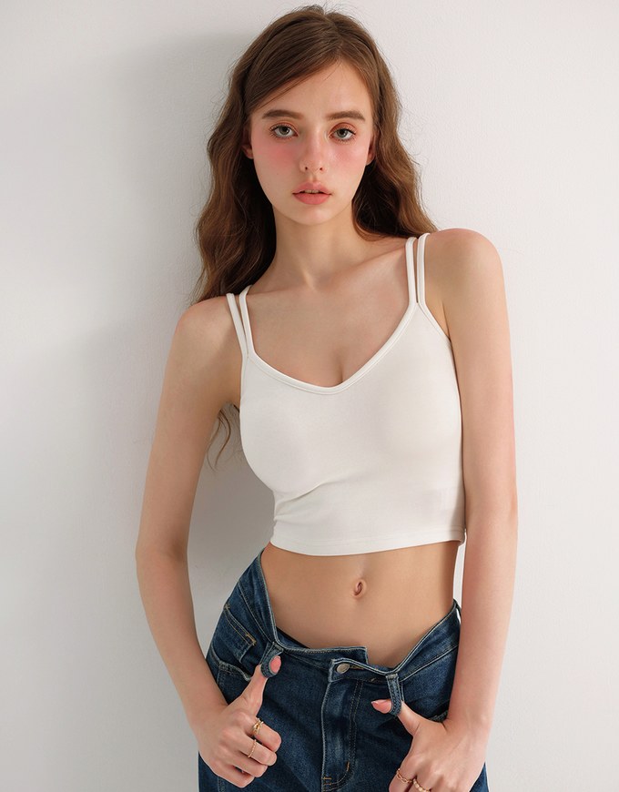 【AiR 2.0】Double Spaghetti Strap V Neck Open Back Bra Top