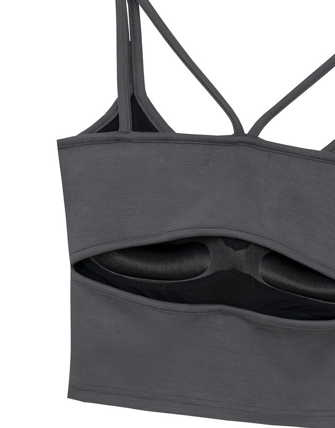 【AiR 2.0】Double Spaghetti Strap V Neck Open Back Bra Top