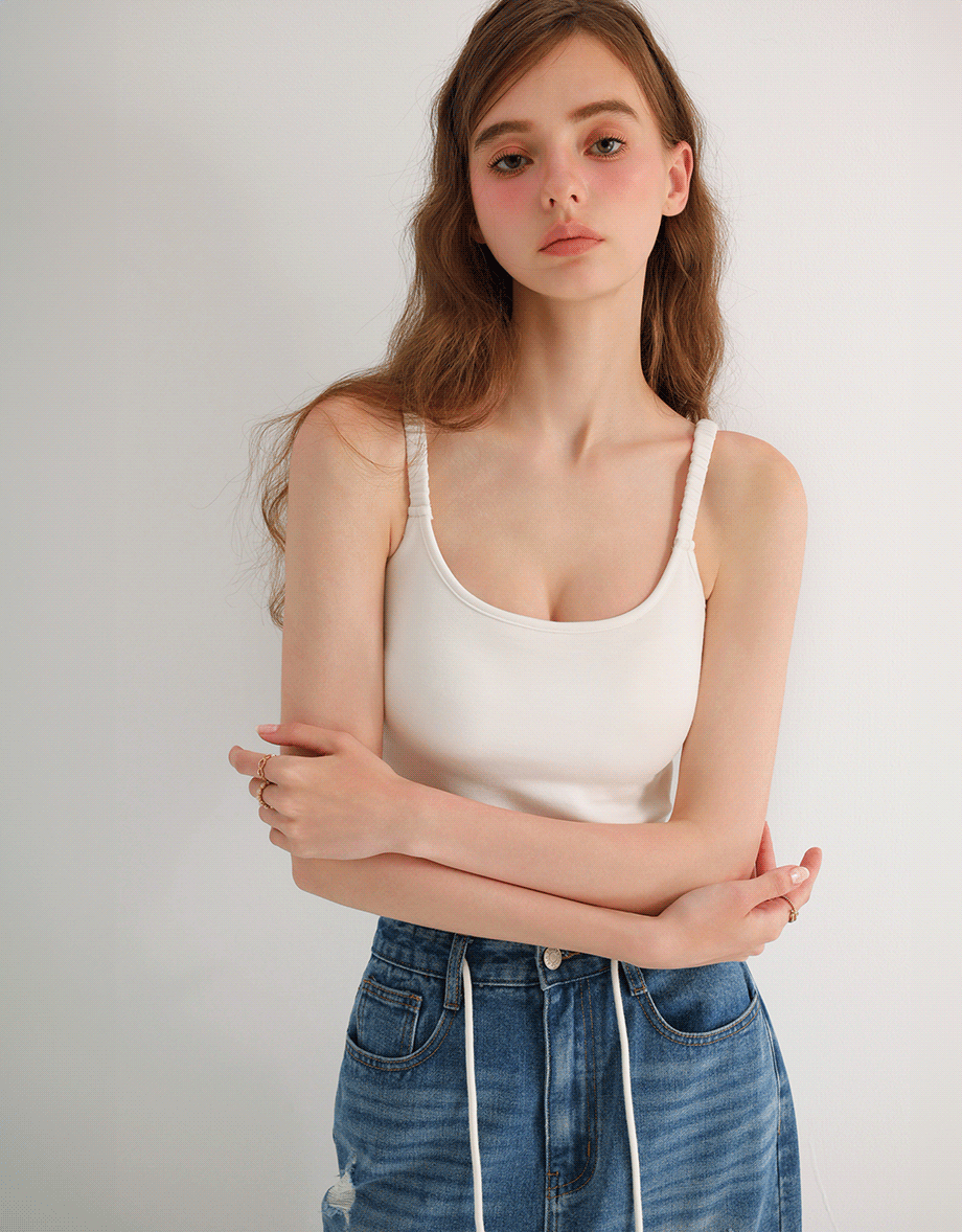 【AiR 2.0】Open Back Ribbed Bra Top with Wide Ruched Straps