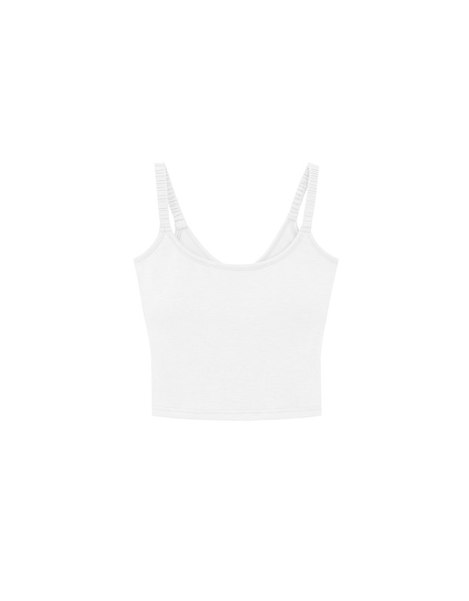 【AiR 2.0】Open Back Ribbed Bra Top with Wide Ruched Straps