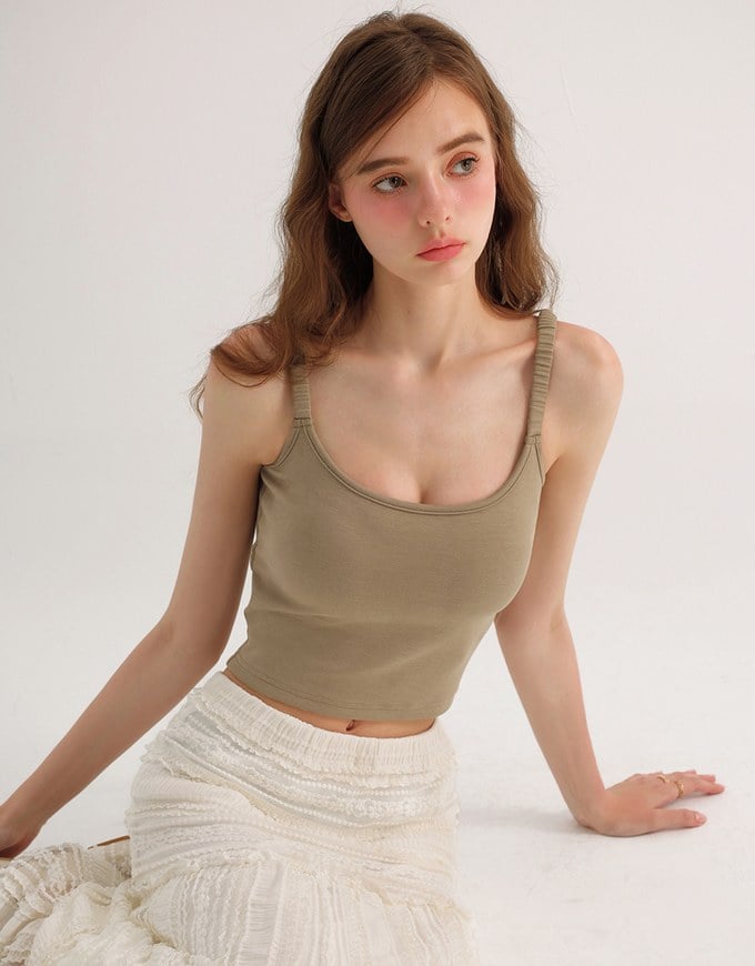 【AiR 2.0】Open Back Ribbed Bra Top with Wide Ruched Straps