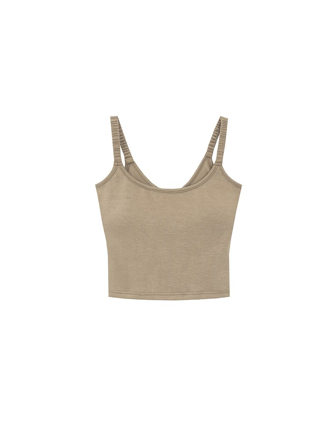 【AiR 2.0】Open Back Ribbed Bra Top with Wide Ruched Straps