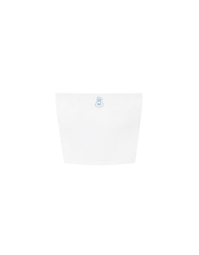【Lyra & Toby】Embroidery Graphic Ribbed Padded Tube Top