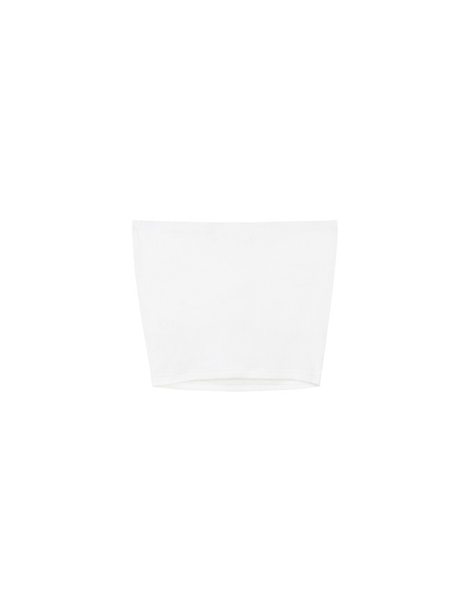 【Lyra & Toby】Embroidery Graphic Ribbed Padded Tube Top
