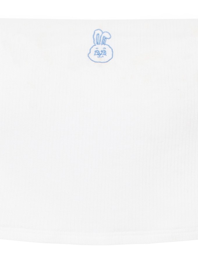 【Lyra & Toby】Embroidery Graphic Ribbed Padded Tube Top